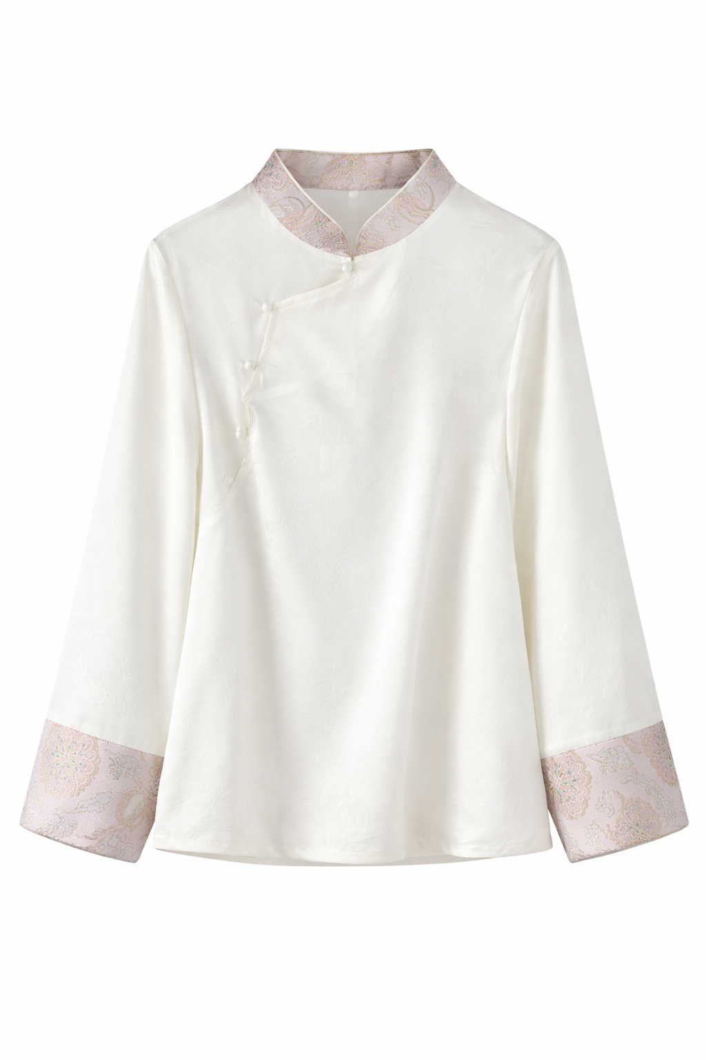 Blush Brocade Mandarin Vest Set – Modern Chinese Two-Piece Silk-blend Blouse Ensemble - Image 4