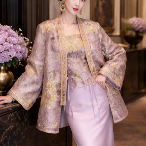Lavender Brocade Jacket Set – Modern Chinese Evening Outfit