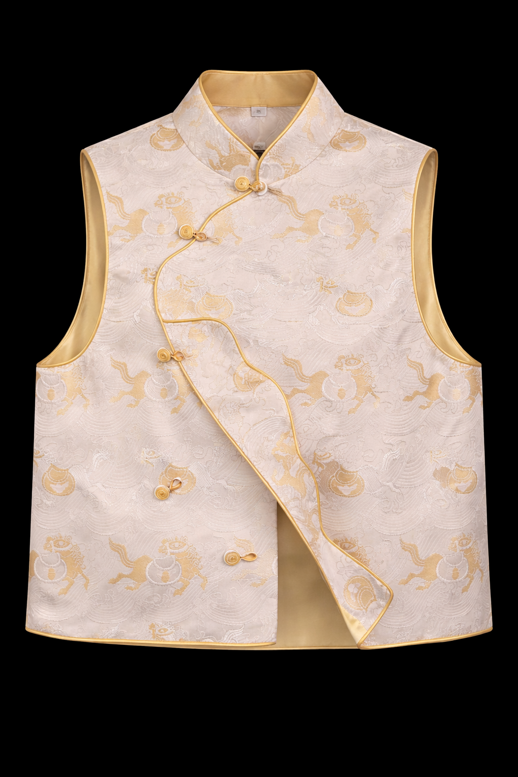 Handmade Phoenix Embroidery Vest - Silk-like Brocade Chinese Waistcoat - Image 4