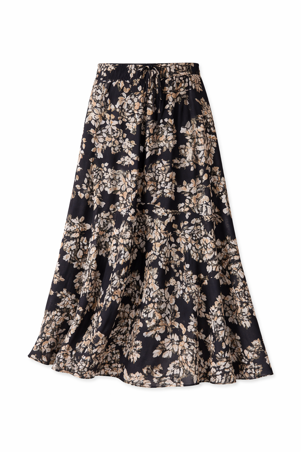 Midnight Blossom Mulberry Silk Midi Skirt - Image 4