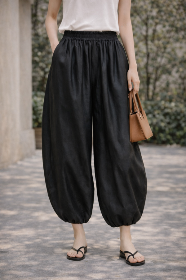 Crimson Lantern Mulberry Silk Balloon Pants