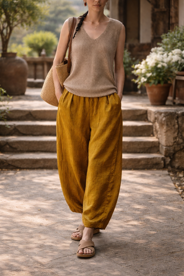 Golden Harvest Mulberry Silk Relaxed Pants