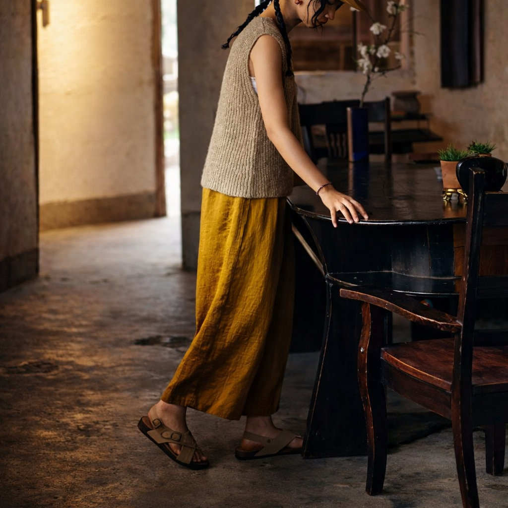 Golden Harvest Mulberry Silk Relaxed Pants - Image 3