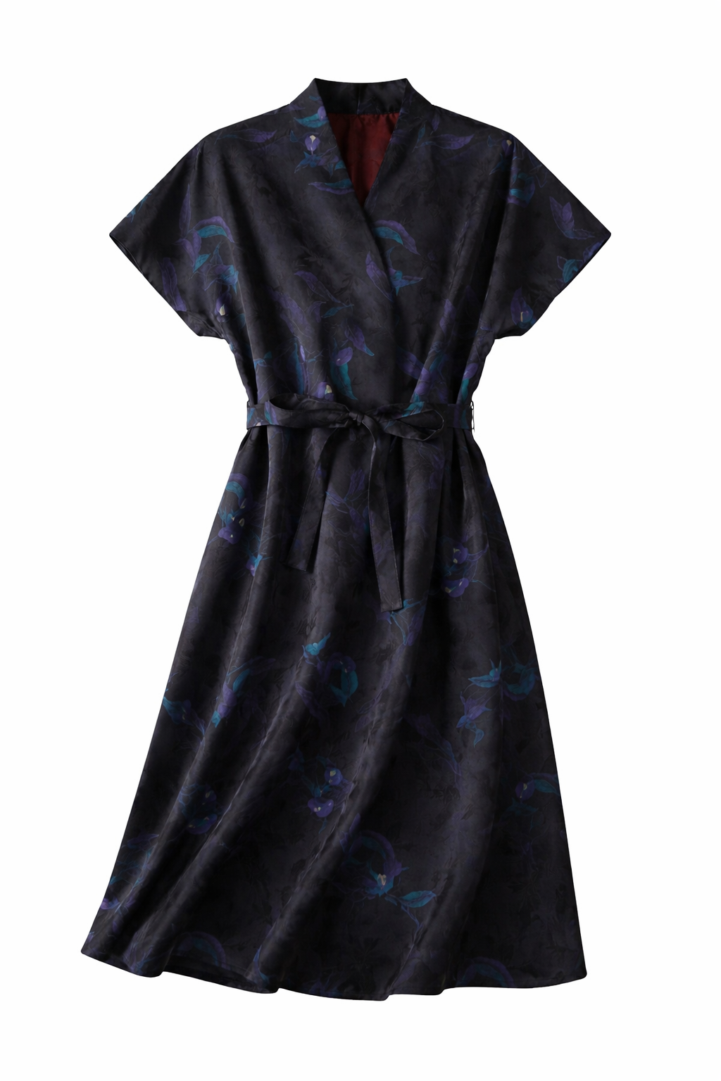 Midnight Orchid Mulberry Silk Wrap Dress - Image 3