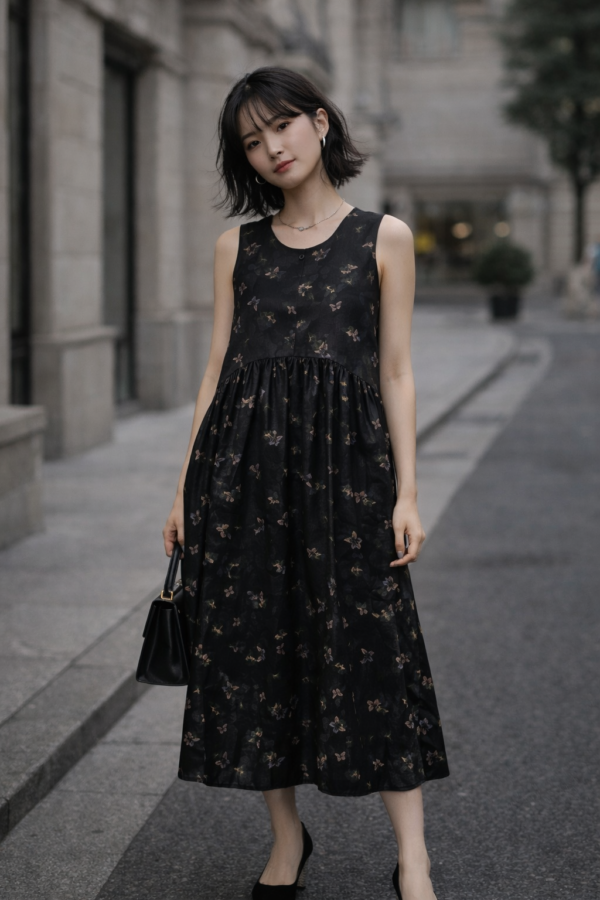 Two Ways Midnight Butterfly Mulberry Silk Casual Dress