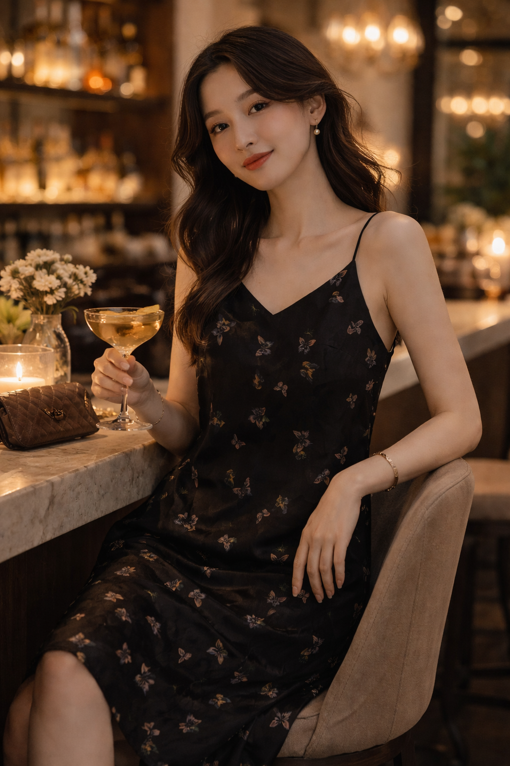 Midnight Butterfly Silk Slip Dress – Elegant Minimal Evening Midi - Image 3