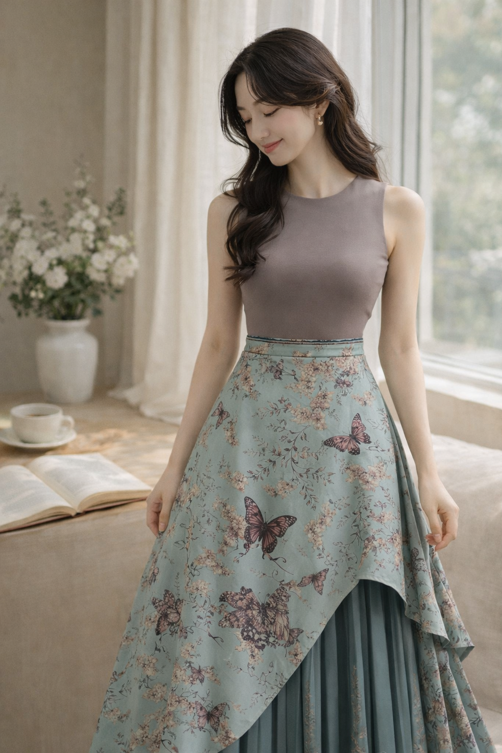 Butterfly Garden Asymmetrical Layered Maxi Skirt - Image 4