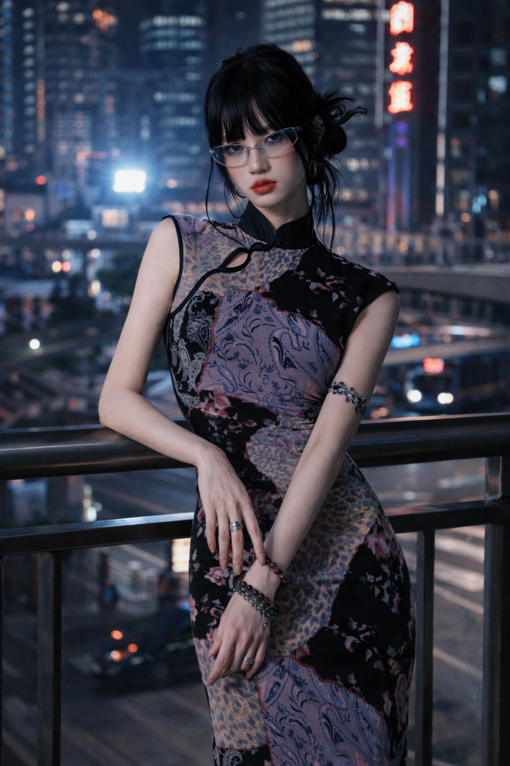 Patchwork Cheongsam Maxi Dress – Y2K Gothic Chinese Style, Tokyo Streetwear Asian Inspired Evening Gown - Image 3